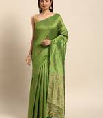 Mahendi woven butti with woven pallu saree