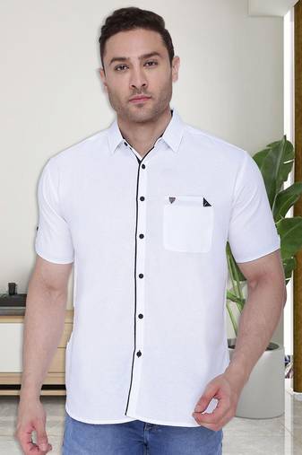 Men's linen cotton casual shirt | half sleeves shirt for men