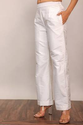 White solid pant with belt in back 3
