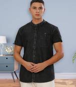 Men's half sleeve casual denim shirt | half sleeves denim shirts for men