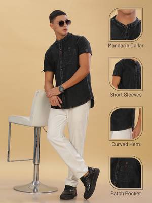 Men's half sleeve casual denim shirt  | half sleeves denim shirts for men 3