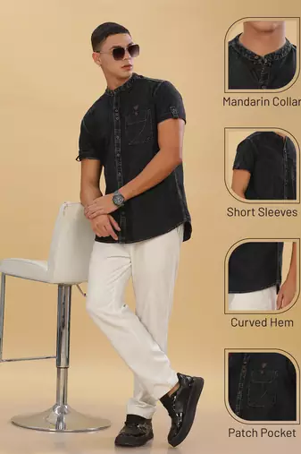 Men's half sleeve casual denim shirt  | half sleeves denim shirts for men