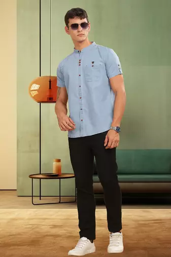Men's half sleeve casual denim shirt  | half sleeves denim shirts for men