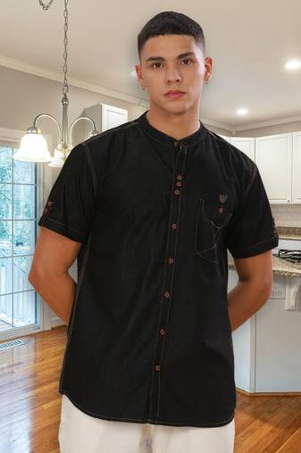 Men's half sleeve casual denim shirt | half sleeves denim shirts for men