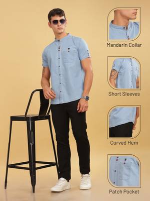 Men's half sleeve casual denim shirt  | half sleeves denim shirts for men 3