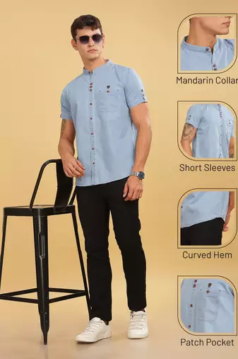 Men's half sleeve casual denim shirt  | half sleeves denim shirts for men