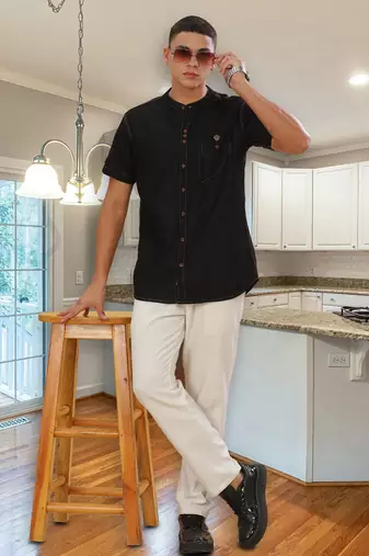 Men's half sleeve casual denim shirt  | half sleeves denim shirts for men