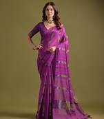 Pink soft ikkat cotton printed saree