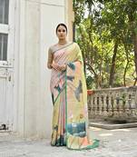 Mahendi all over floral printed design saree