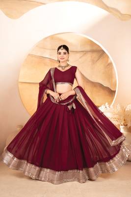 MAROON Faux Georgette PARTY WEAR LEHENGHA CHOLI 1