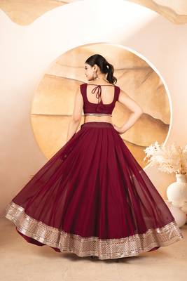 MAROON Faux Georgette PARTY WEAR LEHENGHA CHOLI 6