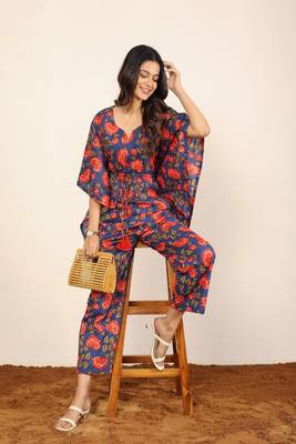 Pink and multi floral two piece set kaftan style co-ord set 1