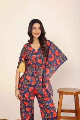 Pink and multi floral two piece set kaftan style co-ord set 3