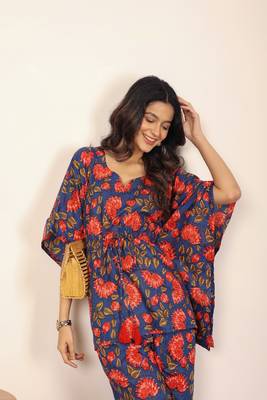 Pink and multi floral two piece set kaftan style co-ord set 6