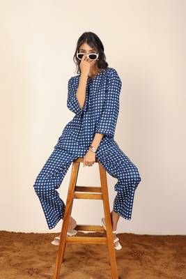Multicolor geometric two piece set kurta style co-ord set 4