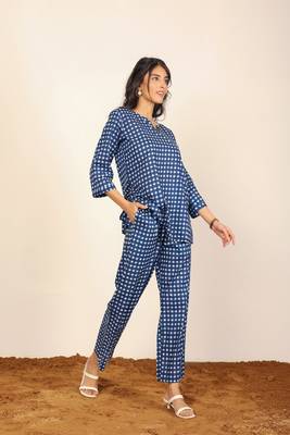 Multicolor geometric two piece set kurta style co-ord set 5