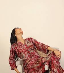 Pink and multi floral work two piece sets kurta style co-ord sets