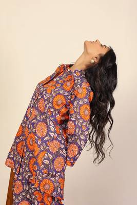 Orange and multicolor floral print co-ord set 5