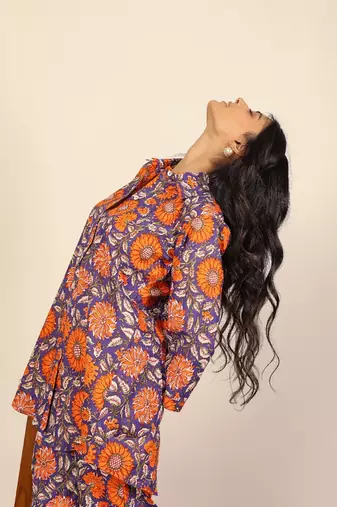 Orange and multicolor floral print co-ord set