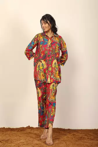 Multicolor jungle theme print co-ord set