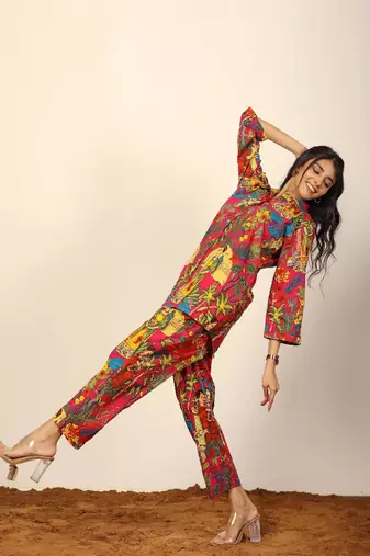 Multicolor jungle theme print co-ord set