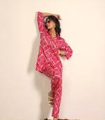 Red and white geometric two piece set co-ord set