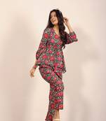 Pink and multi floral work two piece sets co-ord sets