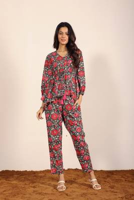 Pink and multi floral work two piece sets co-ord sets 6