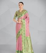 Mauve pink weaving banarasi tissue silk Blend saree
