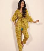 Yellow and multi geometric work two piece sets co-ord sets
