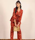 Pink and multi floral work two piece sets co-ord sets