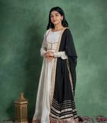 Sitaraa anarkali dress with embroidered jacket and black dupatta (set of 3)