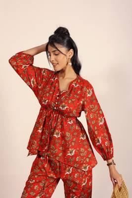 Pink and multi floral work two piece sets co-ord sets 4