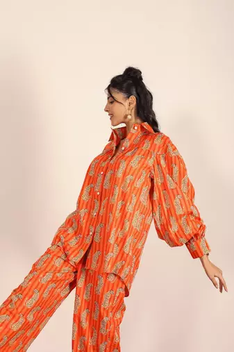 Orange and multi leopard print co-ord set