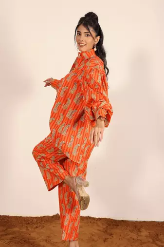 Orange and multi leopard print co-ord set