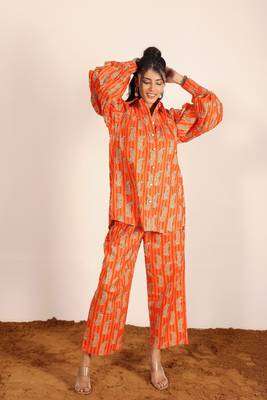 Orange and multi leopard print co-ord set 1