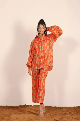 Orange and multi leopard print co-ord set
