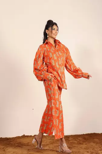 Orange and multi leopard print co-ord set