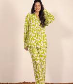 Green and white geometric co-ord set