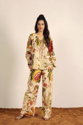 Beige and multi floral co-ord set 3