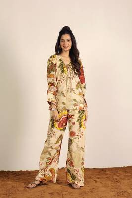 Beige and multi floral co-ord set 4