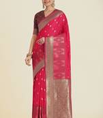 Pink banarasi silk blend saree