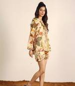 Beige and multi floral kurta style co-ord set