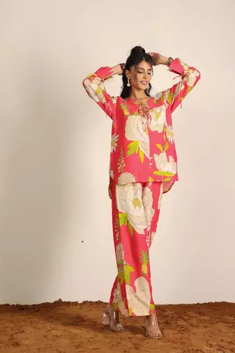 Pink and multi floral co-ord set