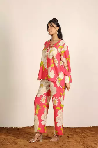 Pink and multi floral co-ord set