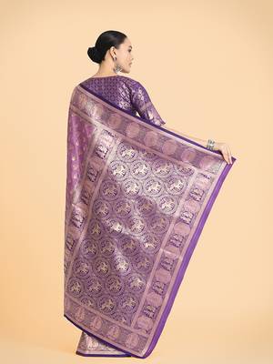 Lavender weaving banarasi silk blend saree 5