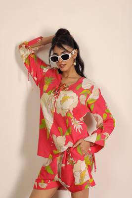Pink and multi floral kurta style co-ord set 4