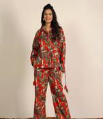 Red and multi jungle theme print co-ord set