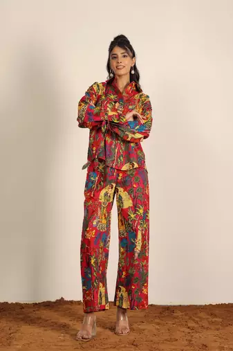 Multicolor jungle theme print co-ord set
