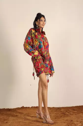 Multicolor jungle theme print co-ord set